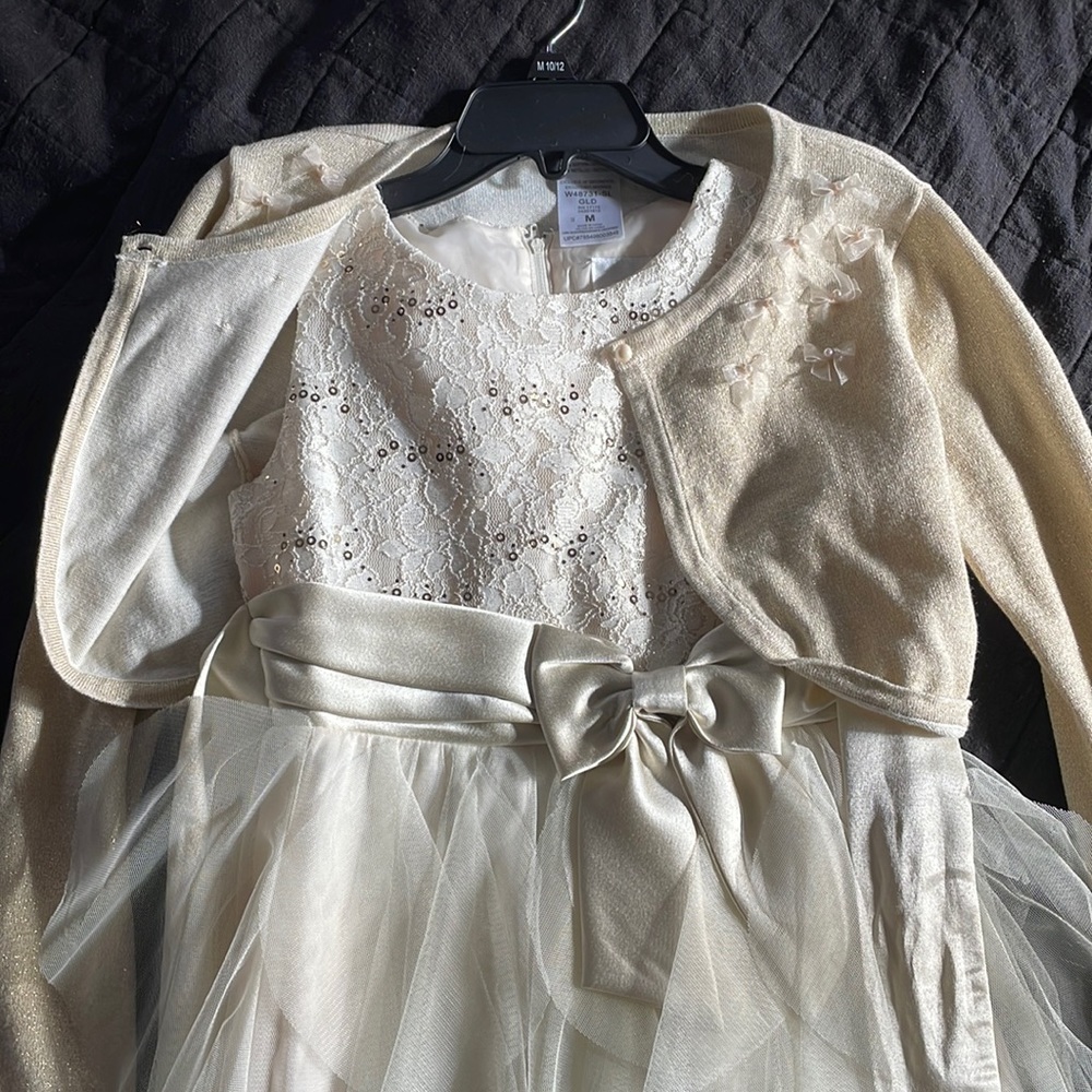Girl Holiday Dress with matching cardigan